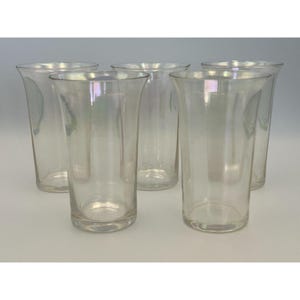 Five (5) Vintage Fostoria Iridescent Optic Ribbed Crystal Tumbler Juice Glasses