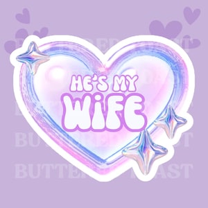 Pegatina holográfica "Es mi esposa" / Pegatina de corazón K-Pop "Esposa" / Pegatina de género K-Pop / Pegatina de corazón Y2K / Pegatina K-Pop kawaii