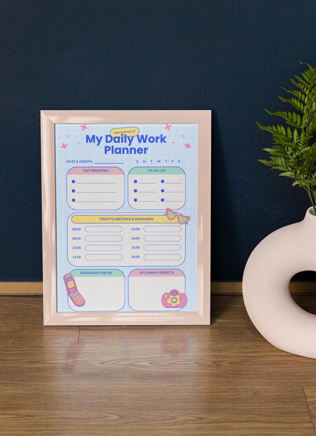 Pastel Daily Work Planner Printable | Productivity Template (digital ...