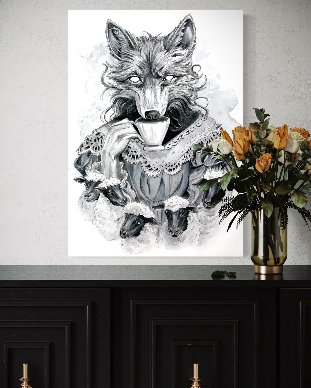 Wolf in Sheep's Clothing Art Print: Gothic Whimsical Animal Decor ...