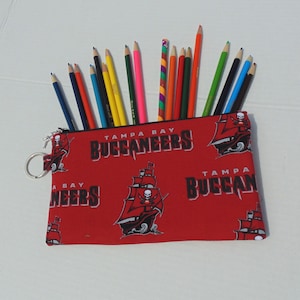 Pencil Case, NFL, Zippered Pouch, Cosmetic Case, Gadget Case, Tampa Bay Buccaneers