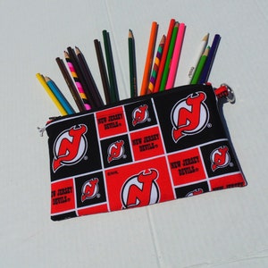 Pencil Case, NHL, Zippered Pouch, Cosmetic Case, Gadget Case, New Jersey Devils