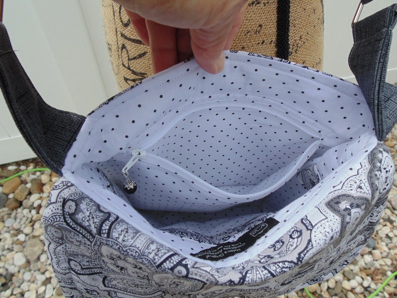 Womens Hip Bag Hands Free Purse Free Shipping Shoulder Bag Gray Paisley Design Cross Body Bag