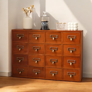 Mobiletto da farmacia con cassetti – Cassapanca in legno vintage per erbe, gioielli, francobolli – Organizzatore rustico per scrivania, ingresso o arredamento per la casa