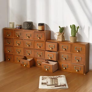 Rustic Wooden Apothecary Cabinet: Vintage Organizer Chest with Drawers