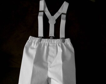 Baby Boy Christening blessing baptism Birthday Dress shorts with suspenders