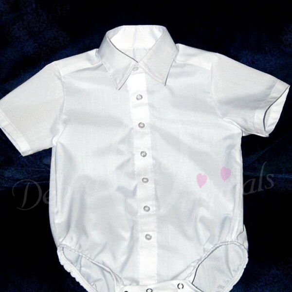 Baby boy Christening White (multiple colors)Dress shirt short sleeve boys christening boys blessing Snap-at-Crotch wedding Snap at Crotch /