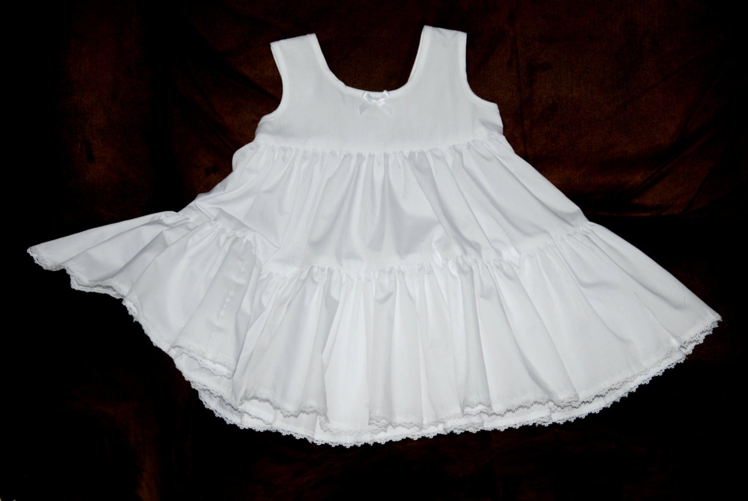 Christening gown Crochet  Dress Slip / White Round Neck Infant Slip i…