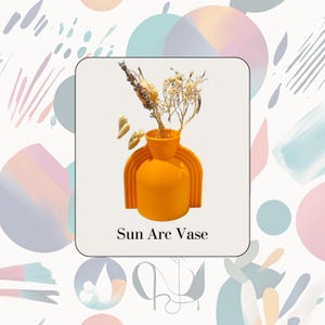 Sun Arc Vase - Große, moderne Bogenvase, 3D gedruckte dekorative Vase, geometrischer Wohnakzent, minimalistisches Herzstück, skulpturale Blumenvase