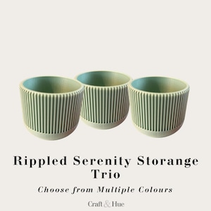 Ribbed Storage Containers Trio – Modern Desk & Bathroom Organizer