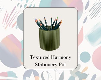 Textured Harmony Stationery Pot – Ribbed Pen Holder, Minimalist Desk Organiser, Modern Office Decor, Elegant Brush Holder, Stylish Gift