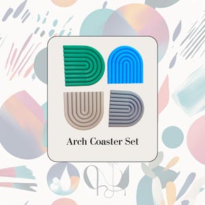 Modern Arch Coaster Set of 4, Layered 3D Printed Coasters, Minimalist Tableware, Drink Coasters, Custom Colours, Housewarming Gift