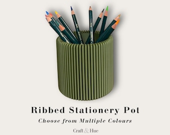 Ribbed Stationery Pot – Modern Desk Pen Holder