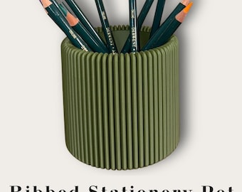 Ribbed Stationery Pot – Modern Desk Pen Holder