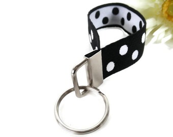 Wristlet Key Fob Black & White Stretchy Bracelet Style Size Medium Key Fob Holder Organizer Classic White and Black Key Holder