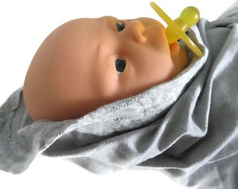 Gray Baby Blanket | Grey Stretchy Knit Swaddling Blanket | Stretch Infant Baby Swaddler Blanket | Large Newborn Cotton Jersey Baby Wrap