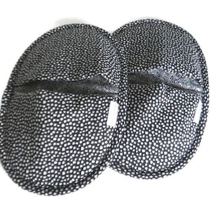 Black and White Uneven Dot Oven Mitts | Handmade Oval Potholder Pair