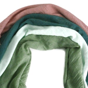 Square Fringed Gauze Scarf. Versatile Fashion Scarf. Italian Gauze Scarves in Green, Mint, Teal Pink. Multi-Purpose Head Neck Church Scarf