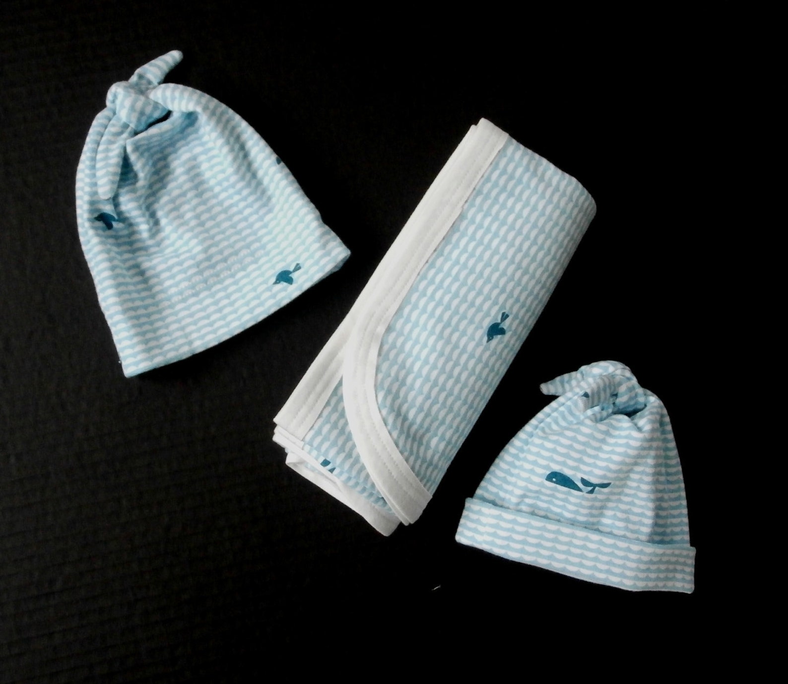 Organic Baby Swaddling Blanket Waves and Whales Baby Etsy