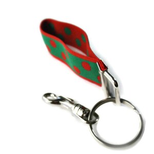 Key Fob with Snap Clip. Stretch Wrist Key Holder. Holiday Green and Red Key Organization Key Fob w/Convenient Snap Clip. Easy On Easy Off image 5