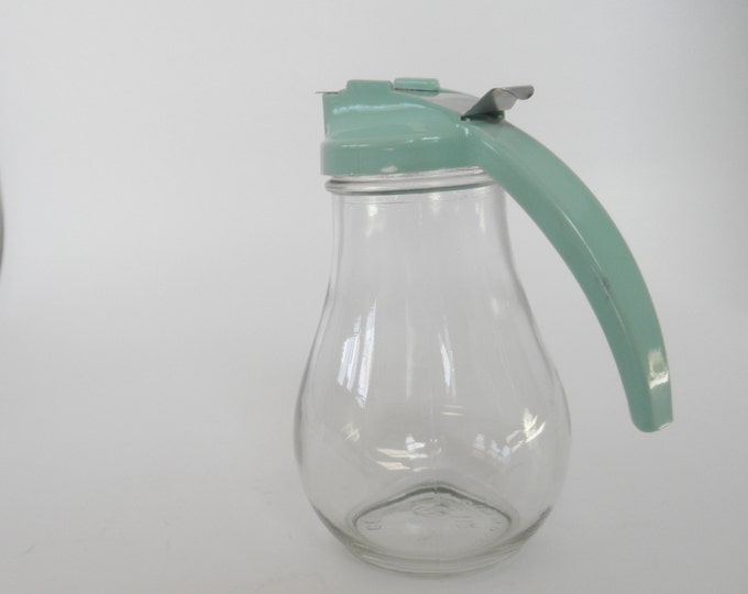 Vintage Dripcut Syrup Dispenser. Aqua Blue Small Pitcher. Etsy