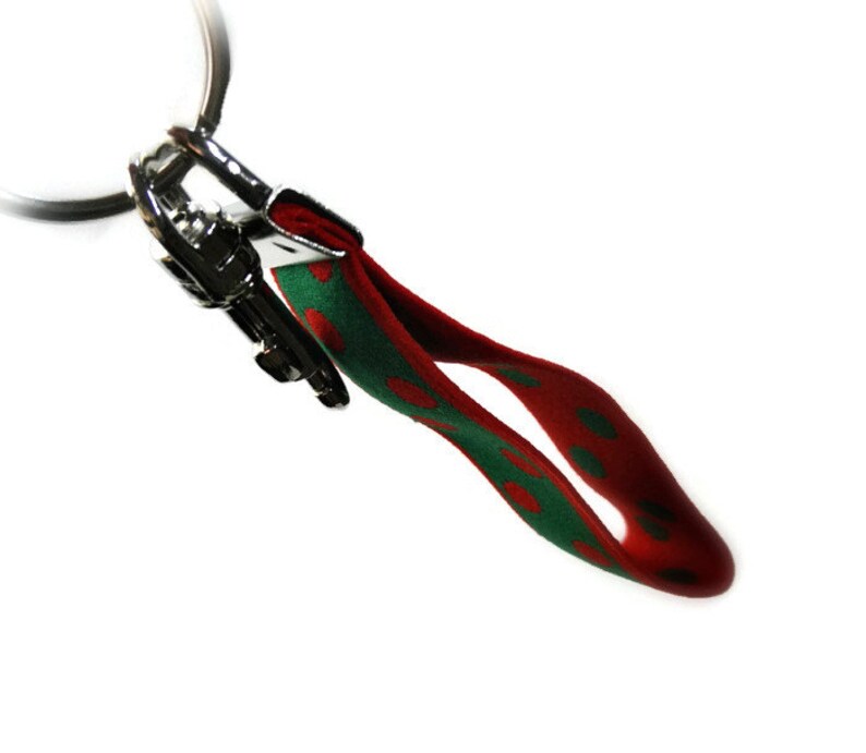 Key Fob with Snap Clip. Stretch Wrist Key Holder. Holiday Green and Red Key Organization Key Fob w/Convenient Snap Clip. Easy On Easy Off image 4