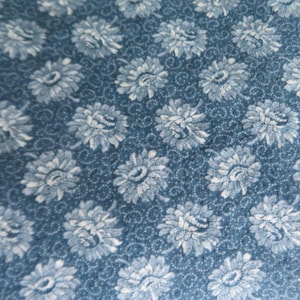 Vintage Blue Floral Print Fabric by General Fabrics Company 44 Inch 100% Cotton Material 2 Yard or 2-1/2 Yard Options