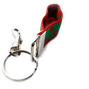 Key Fob with Snap Clip. Stretch Wrist Key Holder. Holiday Green and Red Key Organization Key Fob w/Convenient Snap Clip. Easy On Easy Off image 1