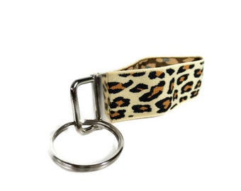 Key Fob with Stretch Tan Leopard Print