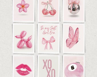 Set 12 Poster Preppy Per Camera Ragazze, Decorazione Parete Colorata, Misure Assortite