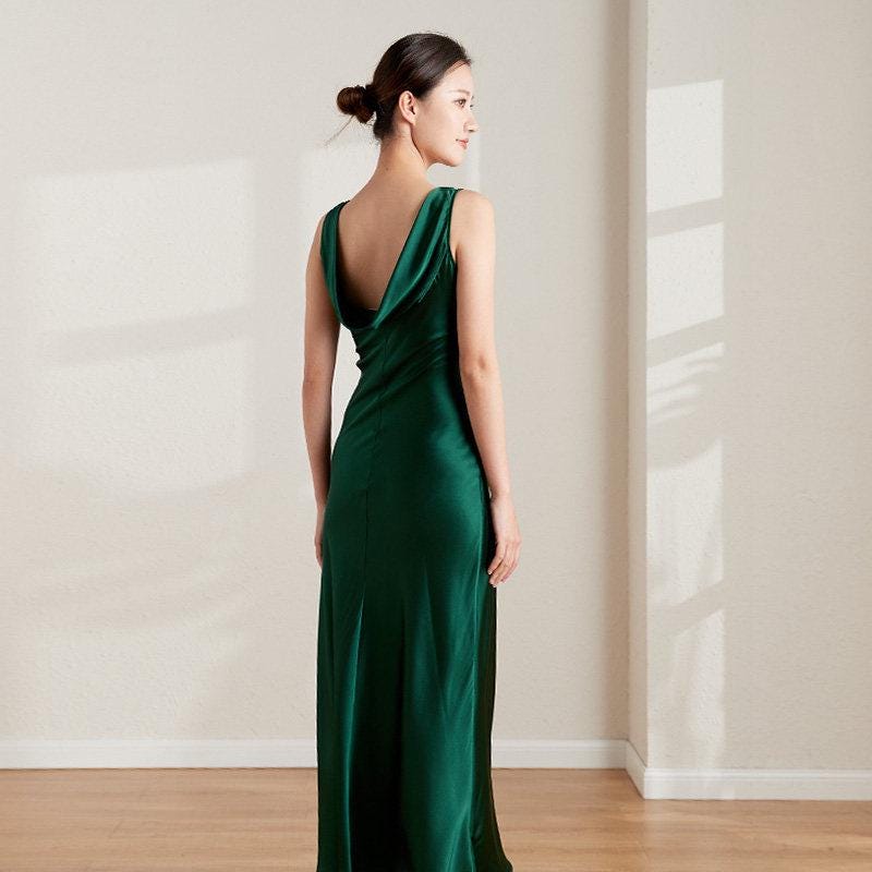 green emerald velvet dress Wide NY Designer Silk Charmeuse main image 1