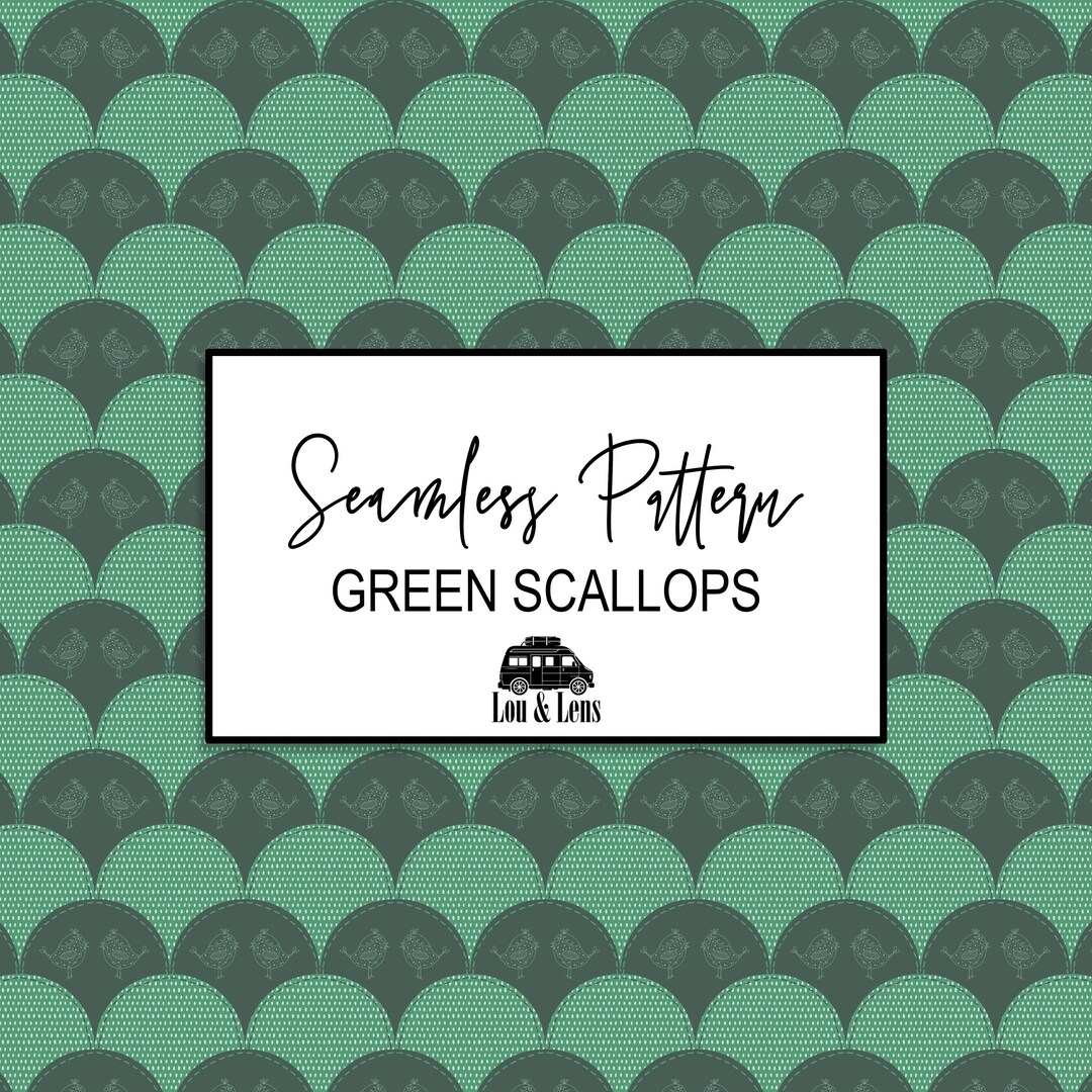 Seamless Green Scallop Pattern, Repeating Pattern, Commercial Use Ok ...