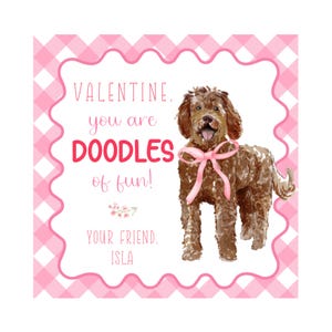 Doodle Valentinstag, Aquarell Labradoodle Valentinstag, Rosa Valentinstag Karte