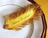 Art Deco Style Gold Feather's Great Gatsby Wedding place card's 12 psc. name print included