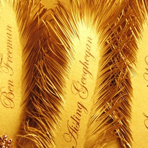 Art Deco Style Gold Feather's Great Gatsby Wedding place card's 12 psc. name print included image 5