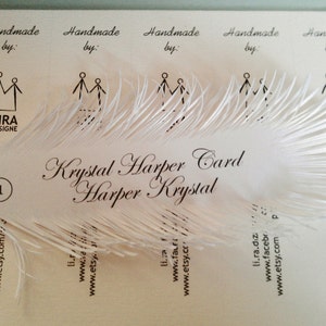 Feather place cards handmade of iridescent White paper, Name Printing Included image 5