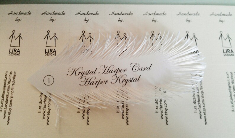 Feather place cards handmade of iridescent White paper, Name Printing Included image 5