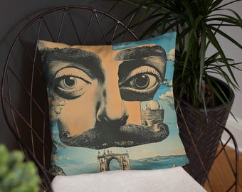 Funda de almohada Cabeza surrealista en las nubes