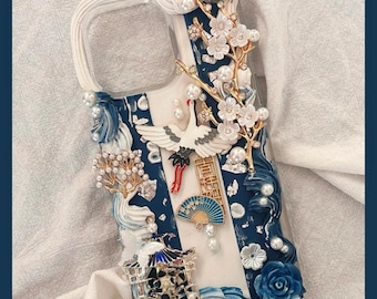 Funda para teléfono Decoden de estilo chino, hecha a mano y personalizada: elegante fusión artística