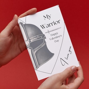 Tarjeta de San Valentín de Warriors para esposo, tarjeta de San Valentín para novio, tarjeta de amor, tarjeta romántica para él, regalo para él, descarga instantánea