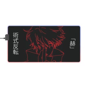 Gaming Mouse Pad with Red Neon Gojo Satoru, Anime Fan Desk Accessory, LED Gamer Mouse Mat, Cool Gaming Desk Decor, Anime Mousepad for Gamers