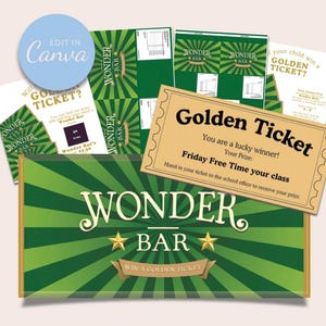 Chocolate Wonder Bar Fundraiser Template Package | Editable Canva Templates | Wonka Golden Ticket Template Event for PTA/PTO's