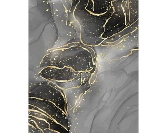 Poster Veines d'or marbré gris | Impression d'art verticale mate
