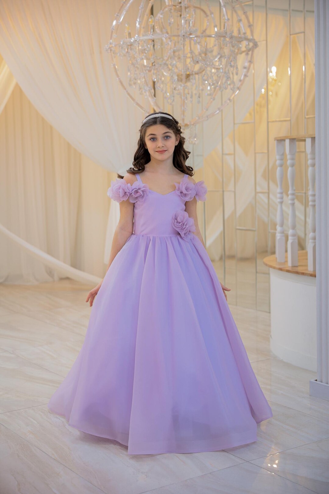 Princess Ball Gown for Girls with Lace Details main image 1