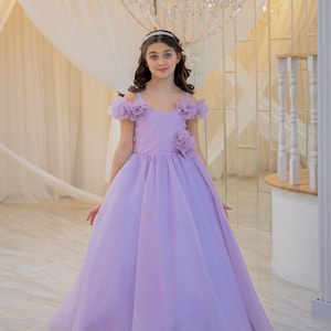 Enchanting Lilac Princess Ball Gown for Young Royalty - Ideal for Weddings and Special Events