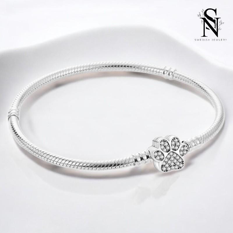 Bracelet Silver 925 Original With Star Moon Sun & Four Leaf