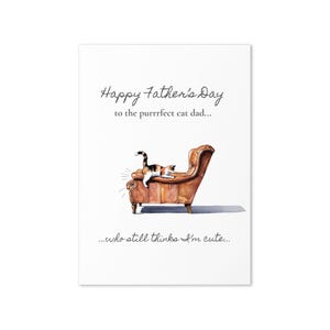 Carte de fête des pères papa chat | Carte pliée imprimable 5 x 7 du chat | pour chaise en cuir avec griffes de chat | Papa chat parfait