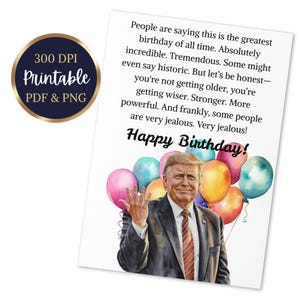 Cartão de Aniversário Engraçado do Trump – Baixe Arquivos PDF e PNG Instantâneos | Cartão de Aniversário Maga