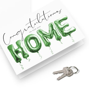 Housewarming-kaart afdrukbare groene ballon ontwerp-aquarel afdrukbare New Home-kaart | Direct downloaden