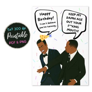Grappige verjaardagskaart voor hem – afdrukbare Will Smith Slap Meme Card – Will Slap Joke – digitale download – hilarische kaart voor hem